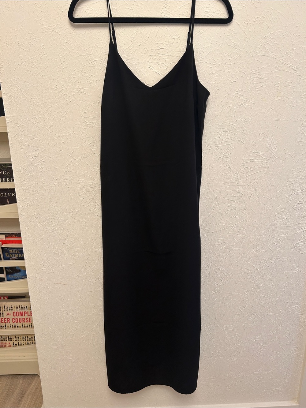 H&M Black Midi Slip Dress with Spaghetti Straps